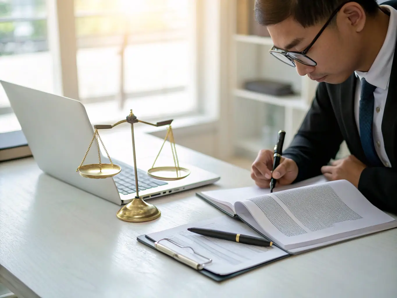 An image of a contract being reviewed by a lawyer, highlighting the importance of contract law.
